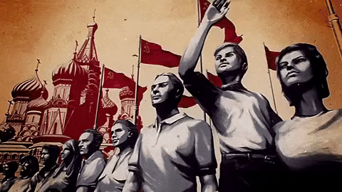 Soviet propaganda poster animated.