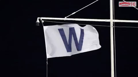 The W flag flying at Wrigley Field 